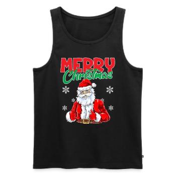 Merry Christmas Frohe Weihnachten Xmas Lustiger Sa - Männer Premium Bio Tank Top - Schwarz - Vorne - Michal (187cm)