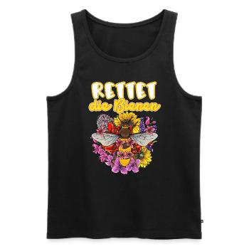 Rettet Die Biene Imker Spruch Blumen - Männer Premium Bio Tank Top - Schwarz - Vorne - Michal (187cm)