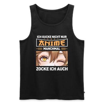 Ich Gucke Nicht Nur Anime Manchmal Zocke Ich Auch - Männer Premium Bio Tank Top - Schwarz - Vorne - AI Model Male 178 light (178cm)