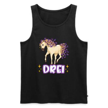 3. Geburtstag Pferde Mädchen Geburtstagsshirt 3 Ja - Männer Premium Bio Tank Top - Schwarz - Vorne - AI Model Male 178 light (178cm)