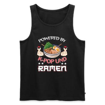 Powered by K-Pop und Ramen Nudelsuppe Musik K-Pop - Männer Premium Bio Tank Top - Schwarz - Vorne - Michal (187cm)