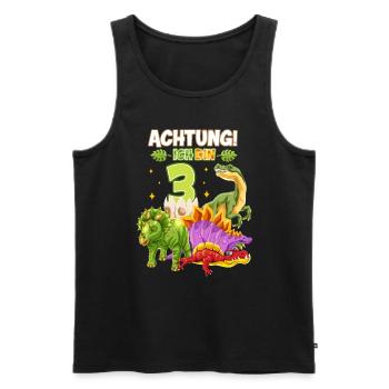 3 Jahre Alt Geburtstag Dino Motiv Junge Dinosaurie - Männer Premium Bio Tank Top - Schwarz - Vorne - Michal (187cm)