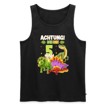 5 Jahre Alt Geburtstag Dino Motiv Junge Dinosaurie - Männer Premium Bio Tank Top - Schwarz - Vorne - Michal (187cm)