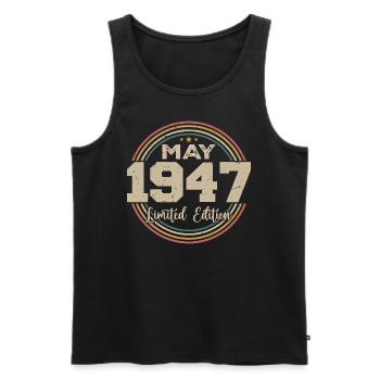 Mai 1947 Vintage Nées En Mai 1947 Anniversaire - Débardeur bio Premium Homme - noir - Devant - Michal (187cm)