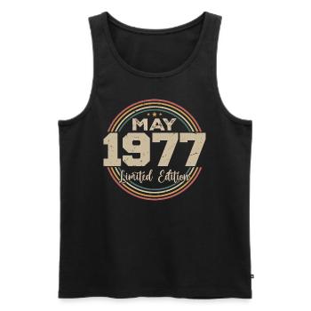 Mai 1977 Vintage Nées En Mai 1977 Anniversaire - Débardeur bio Premium Homme - noir - Devant - Michal (187cm)
