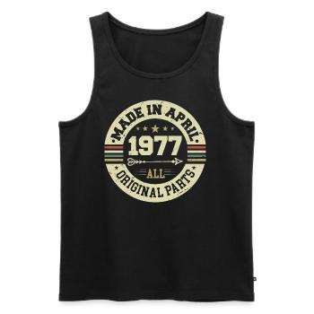 Birthday april 1977 - 48th birthday gift - Men's Premium Organic Tank Top - black - Front - AI Model Male 178 light (178cm)