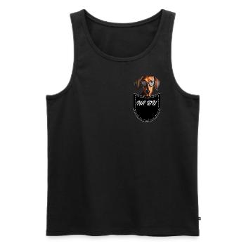 Dackel in Pocket Brusttasche Na du - Männer Premium Bio Tank Top - Schwarz - Vorne - Michal (187cm)