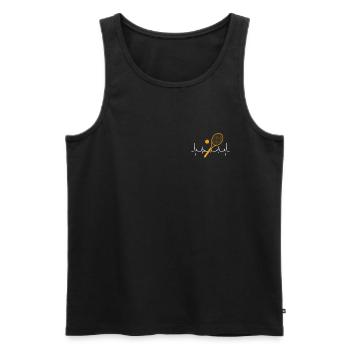Tennisschläger Herzschlag Herzlinie Tennis - Männer Premium Bio Tank Top - Schwarz - Vorne - Michal (187cm)