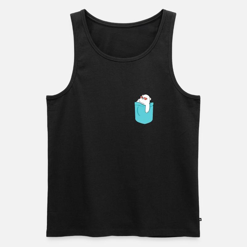 Pocket Eisbär Bär Sonne Cool Tasche - Männer Premium Bio Tank Top - Schwarz