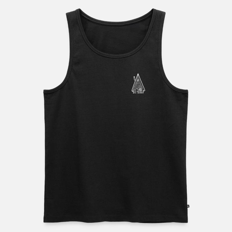 Hütte - Männer Premium Bio Tank Top - Schwarz