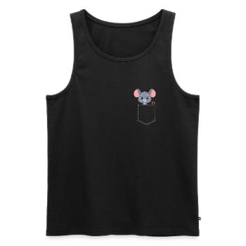 Pocket Maus - Mausdesign - Männer Premium Bio Tank Top - Schwarz - Vorne - AI Model Male 178 light (178cm)