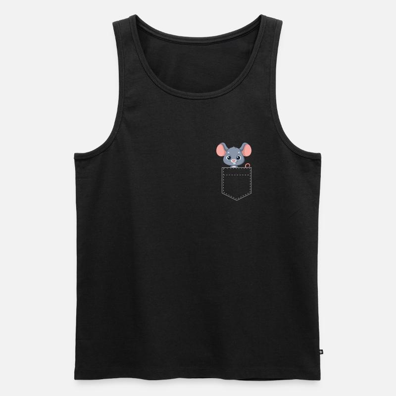 Pocket Mouse - Mouse Design - Men's Premium Organic Tank Top - black