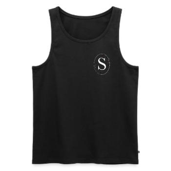 Letter S - Men's Premium Organic Tank Top - black - Front - AI Model Male 178 light (178cm)