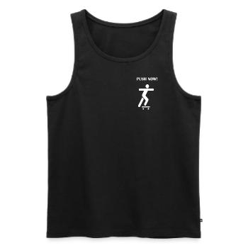 Skateboard T-Shirt für Skateboarder. PUSH NOW - Männer Premium Bio Tank Top - Schwarz - Vorne - Michal (187cm)