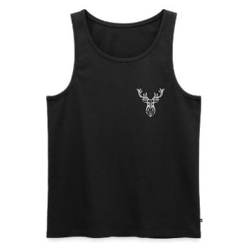 Idée cadeau cerf géométrique blanc - Débardeur bio Premium Homme - noir - Devant - Michal (187cm)