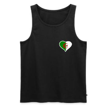 Drapeau coeur Algérie - Débardeur bio Premium Homme - noir - Devant - AI Model Male 178 light (178cm)