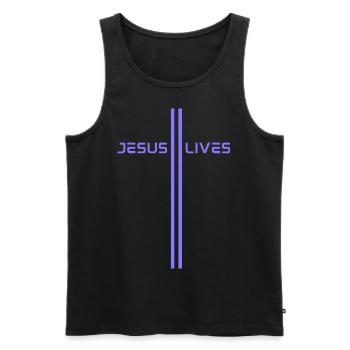 Jesus-Lives, Jesus-Lebt, christliche Motivation - Männer Premium Bio Tank Top - Schwarz - Vorne - AI Model Male 178 light (178cm)