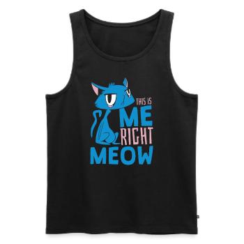 Drôle de chat me disant juste Miaou chats - Débardeur bio Premium Homme - noir - Devant - Michal (187cm)