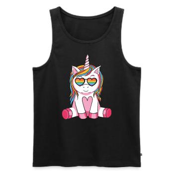 LGBTQ Gay Lesbian Trans CSD Unicorn Gay Pride - Men's Premium Organic Tank Top - black - Front - Michal (187cm)