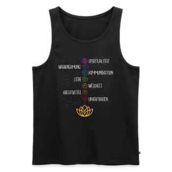 Namaste Yoga 7 Chakren Meditation - Männer Premium Bio Tank Top - Schwarz - Vorne - AI Model Male 178 light (178cm)