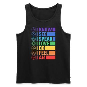 Namaste Yoga Meditation 7 Chakren Meditation - Männer Premium Bio Tank Top - Schwarz - Vorne - Michal (187cm)