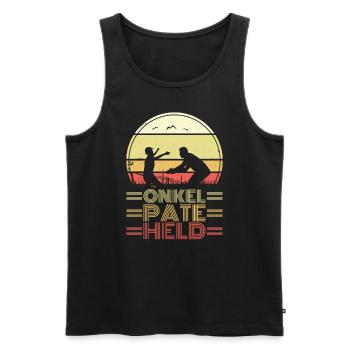 Onkel Pate Held - Patenonkel - Männer Premium Bio Tank Top - Schwarz - Vorne - Michal (187cm)