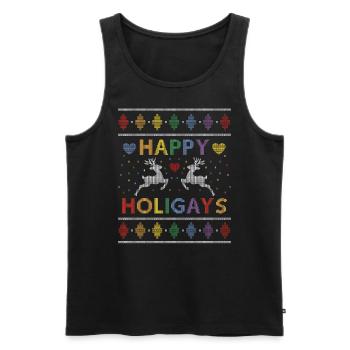 Regenbogen Gay Love LGBTQ Ugly Sweater - Männer Premium Bio Tank Top - Schwarz - Vorne - Michal (187cm)