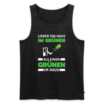 GEGEN GRÜNE T-SHIRT ANTI GRÜN BAERBOCK RAUS CDU - Männer Premium Bio Tank Top - Schwarz - Vorne - AI Model Male 178 light (178cm)