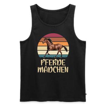 Pferde Mädchen Pferde Retro Design - Männer Premium Bio Tank Top - Schwarz - Vorne - AI Model Male 178 light (178cm)