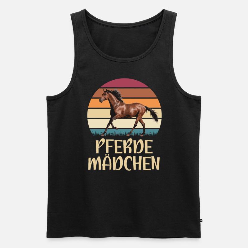 Pferde Mädchen Pferde Retro Design - Männer Premium Bio Tank Top - Schwarz
