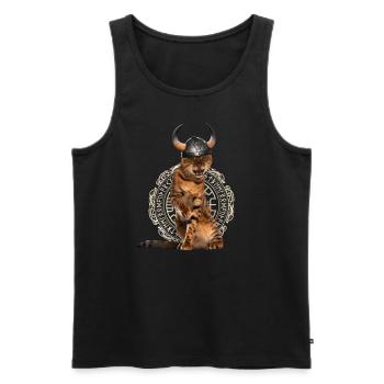 Funny Viking Cat Valhalla Nordic Warroir - Men's Premium Organic Tank Top - black - Front - Michal (187cm)