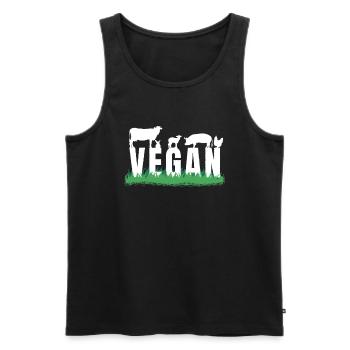 Bien-être animal des animaux végétaliens végétaliens soucieux de l’environnement - Débardeur bio Premium Homme - noir - Devant - Michal (187cm)