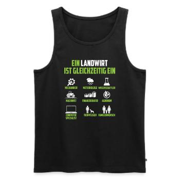 Traktor Landwirt Bauer Bauernhof Trecker - Männer Premium Bio Tank Top - Schwarz - Vorne - Michal (187cm)