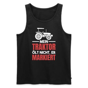 Mein Traktor Ölt Nicht Er Markiert Witztig Trecker - Männer Premium Bio Tank Top - Schwarz - Vorne - AI Model Male 178 light (178cm)