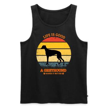 Life Is Good A Greyhound Makes It Better - Männer Premium Bio Tank Top - Schwarz - Vorne - Michal (187cm)