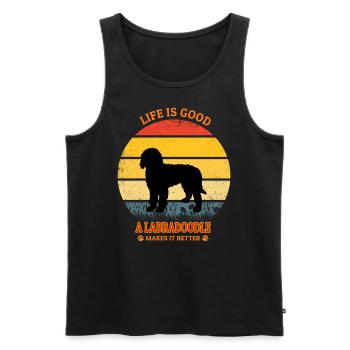 Life Is Good A Labradoodle Makes It Better - Männer Premium Bio Tank Top - Schwarz - Vorne - Michal (187cm)