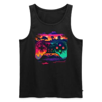 Retro Konsole - Männer Premium Bio Tank Top - Schwarz - Vorne - Michal (187cm)