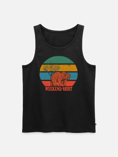 Retro Bear Weekend Shirt - Männer Premium Bio Tank Top - Schwarz