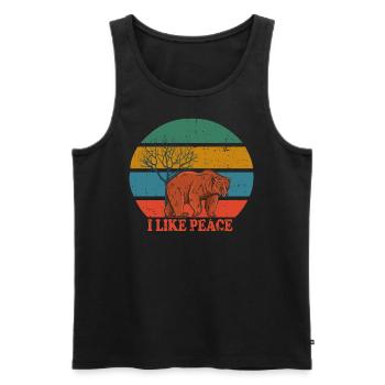 Retro Bear I like peace - Men's Premium Organic Tank Top - black - Front - AI Model Male 178 light (178cm)