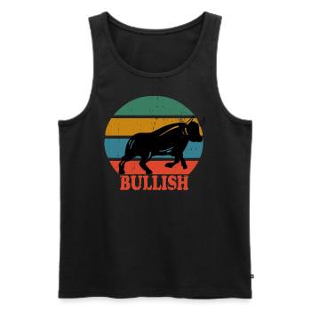 Retro Bull Bullish - Men's Premium Organic Tank Top - black - Front - Michal (187cm)