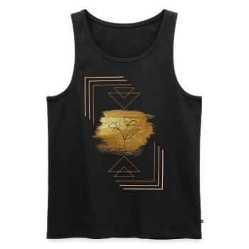 Goldenes, abstraktes Design mit Blume - Männer Premium Bio Tank Top - Schwarz - Vorne - Michal (187cm)