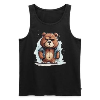Grumpy Teddy - Men's Premium Organic Tank Top - black - Front - AI Model Male 178 light (178cm)