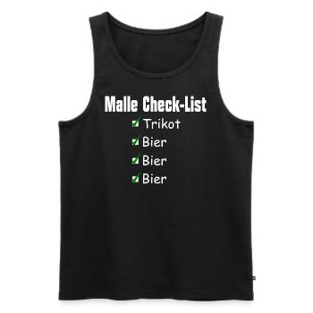 Mallorca/Malle Checklist - Männer Premium Bio Tank Top - Schwarz - Vorne - Michal (187cm)