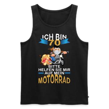 ICH BIN 70 BITTE HELFEN SIE MIR AUF MEIN MOTORRAD - Männer Premium Bio Tank Top - Schwarz - Vorne - Michal (187cm)