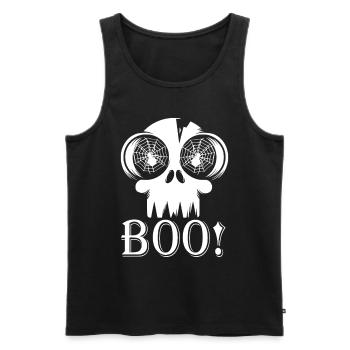 HALLOWEEN CREEPY SKULL BOO! - Débardeur bio Premium Homme - noir - Devant - Michal (187cm)