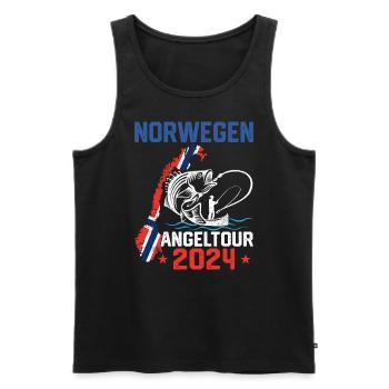 Angeltour Angeln in Norwegen 2024 - Männer Premium Bio Tank Top - Schwarz - Vorne - Michal (187cm)
