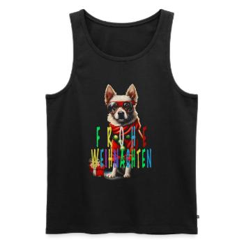 Lustiger Hund bunt frohe Weihnachten - Männer Premium Bio Tank Top - Schwarz - Vorne - Michal (187cm)