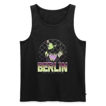 Berlin the place to be tshirt frau techno - Männer Premium Bio Tank Top - Schwarz - Vorne - Michal (187cm)
