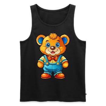 Teddy with trousers - Men's Premium Organic Tank Top - black - Front - Michal (187cm)