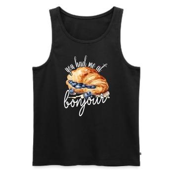 You Had Me At Bonjour Croissant Blueberries - Men's Premium Organic Tank Top - black - Front - AI Model Male 178 light (178cm)